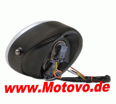 Scheinwerfer "V-Rod Style" in schwarz, E-geprüft