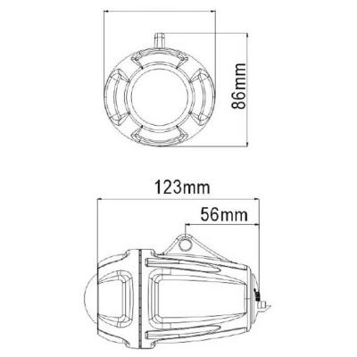 Ellipsoidscheinwerfer Alu, schwarz, oval