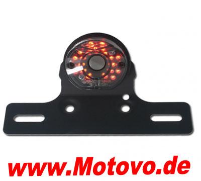 LED-Rücklicht Pipe, schwarz, getönt mit Halteplatte