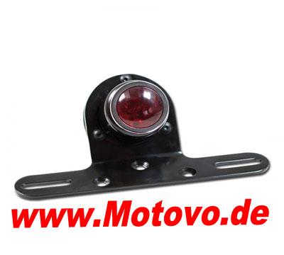 LED Rücklicht Tube mit Halteplatte, rotes Glas, E-geprüft