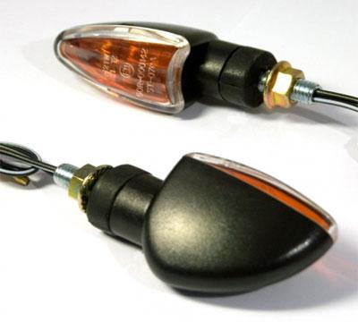 Mini Blinker Type Arrow schwarz, kurz, klares Glas