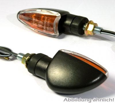 Mini Blinker Type Arrow schwarz, lang, klares Glas