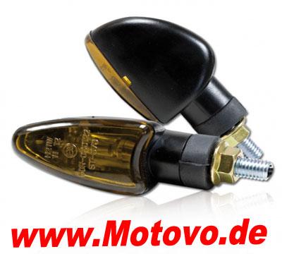 Mini Blinker Type Arrow schwarz, kurz, getöntes Glas