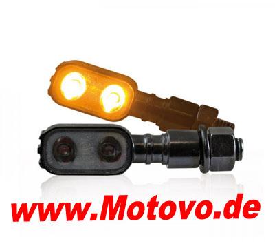 LED Blinker Fluted, schwarz, getönt, E-geprüft