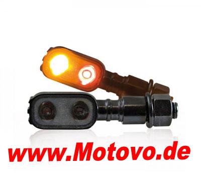LED-Blinker Rücklichtkombi Fluted, schwarz, getönt, E-geprüft