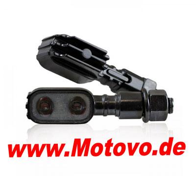 LED-Blinker Rücklichtkombi Fluted, schwarz, getönt, E-geprüft