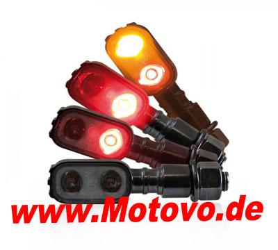 LED-Blinker Rücklichtkombi Fluted, schwarz, getönt, E-geprüft