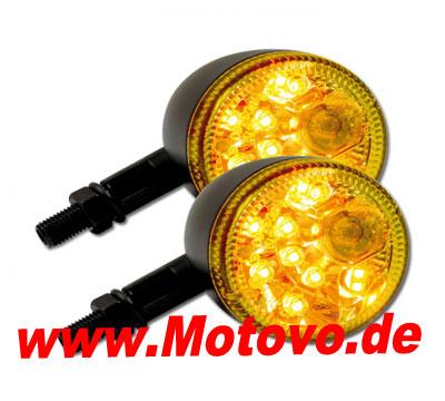 1 Paar LED Blinker/  Standlichtkombi Prisma, schwarz-matt, klares Glas