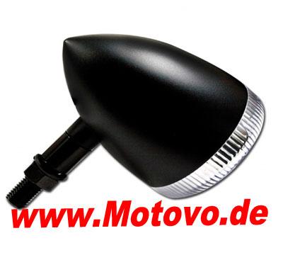 LED Blinker/  Standlichtkombi Prisma, schwarz-matt, klares Glas