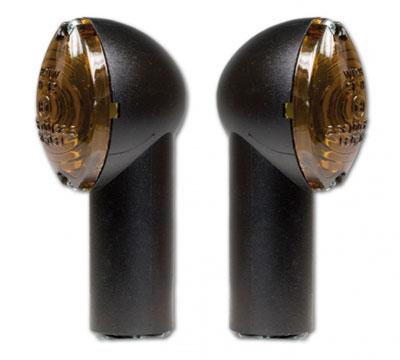 Mini Blinker Type Micro schwarz, lang, getöntes Glas