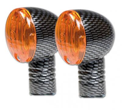 Mini Blinker Type Micro-Flash carbonlook, kurz, gelbes Glas