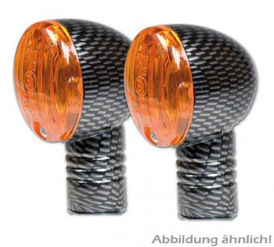 Mini Blinker Type Micro-Flash carbonlook, lang, gelbes Glas