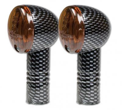 Mini Blinker Type Micro-Flash carbonlook, lang, dunkles Glas