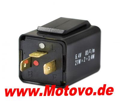 Blinkrelais elektronisch, 6 Volt 3-polig auch für Ochsenaugen