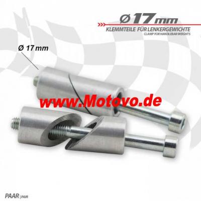 1 Paar Klemmteile für Lenkergewichte in Alu, 17 mm