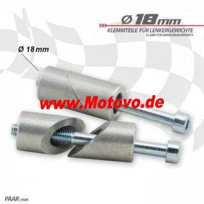 1 Paar Klemmteile für Lenkergewichte in Alu, 18 mm