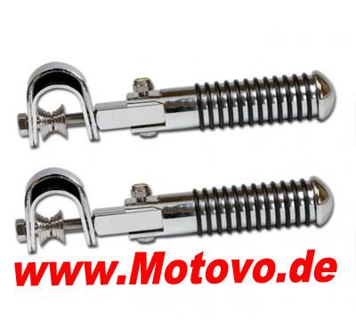 Sozius-Chromfußrasten Sundance mit O-Ringen, Schelle Ø= 25-32 mm