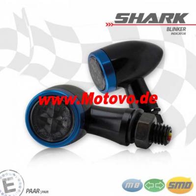 1 Paar SMD-Blinker "Shark", Alu, schwarz/blau