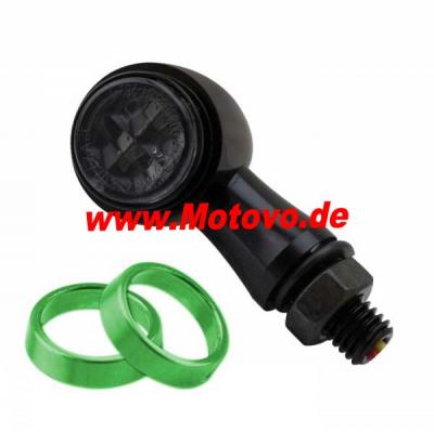 SMD-Blinker-SET  "Jack", Alu, schwarz, Zierring grün