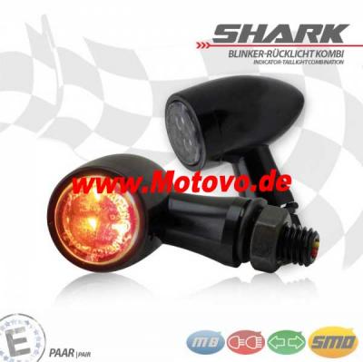 1 Paar SMD-Blinker RL-Kombi "Shark", Alu, schwarz/schwarz