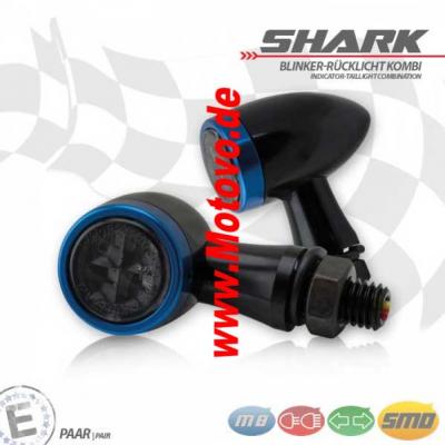 1 Paar SMD-Blinker RL-Kombi "Shark", Alu, schwarz/blau