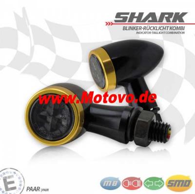 1 Paar SMD-Blinker RL-Kombi "Shark", Alu, schwarz/gold