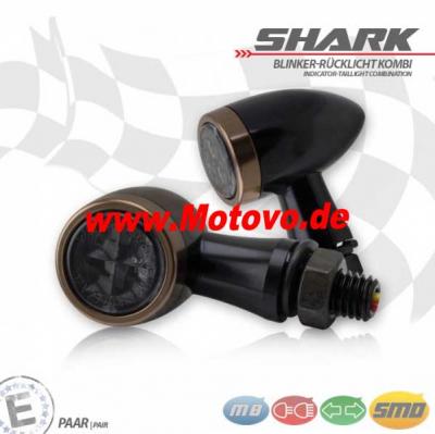 1 Paar SMD-Blinker RL-Kombi "Shark", Alu, schwarz/kupfer