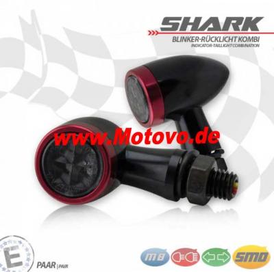 1 Paar SMD-Blinker RL-Kombi "Shark", Alu, schwarz/rot