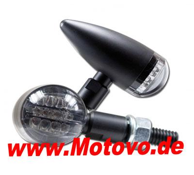 LED-Blinker "Mini Bullet", Alu, schwarz, getönt