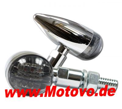 LED-Blinker Mini Bullet, verchromt