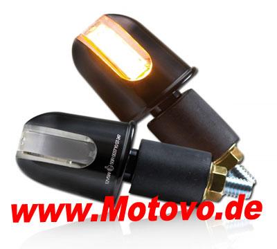 1 Paar ALU-Lenkerendenblinker Rondo mit LED in schwarz