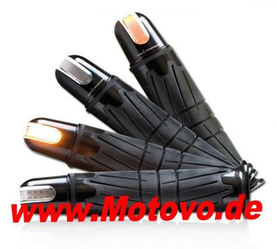 1 Paar ALU-Lenkerendenblinker Rondo mit LED in schwarz