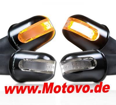 1 Paar ALU-Lenkerendenblinker Rondo mit LED in schwarz