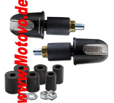 1 Paar ALU-Lenkerendenblinker Rondo mit LED in schwarz