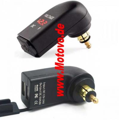 USB-Steckdose 12mm, 2.0-Adapter 12V-24V/5W, Eingangssp.:12-24 V DC, Ausgangssp.: DC 5,0V-4,2A