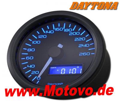 Daytona Digitaltacho Velona, blaue Beleuchtung, Tacho/Uhr/Voltan