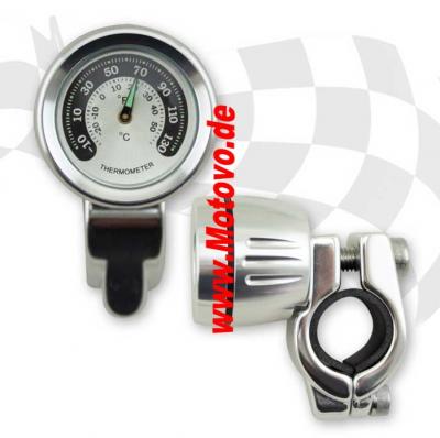 Lenker "Thermometer", 7/8 + 1 Zoll, Zifferblatt Silber/schwarz
