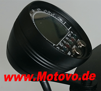 ACE-2853AS Multifunktionelles Digitalinstrument, alu-schwarz, Aufbau-Tacho Drehzahlmesser -Uhr