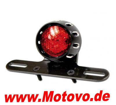 LED Rücklicht CNC mit Halter in rot, mit KZB, schwarz