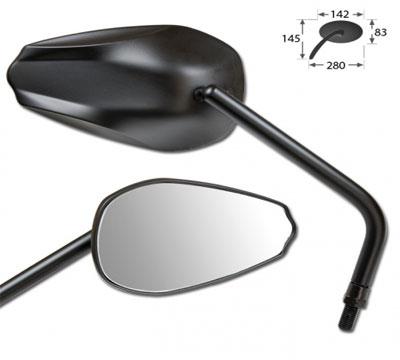 1 Paar Universalspiegel Como aus Aluminiumin in schwarz, E-geprüft