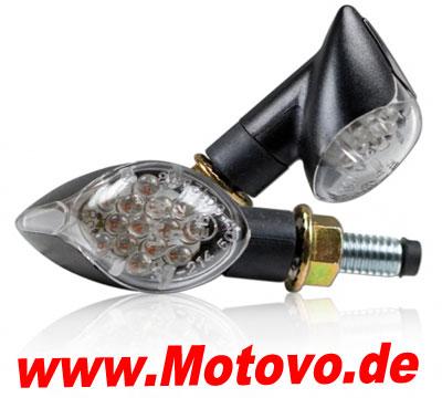 LED-Blinker Knob, schwarz, klares Glas, E-geprüft