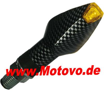 LED Blinker PEAK schwarz kurz, Paar, flaches Glas