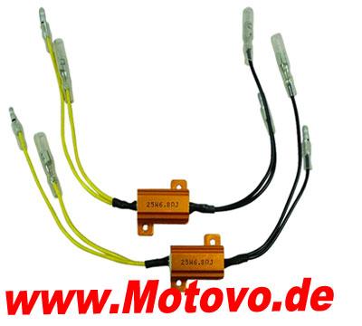1 Paar LED Blinker Adapterkabel mit Widerstand 6,8 Ohm/25 Watt, für LED