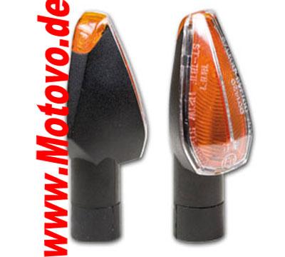 Halogen Blinker Mini PEAK, kurz, klares Glas, gelber Innenreflektor