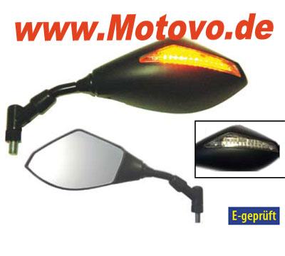 Universalspiegel mit LED-Blinker, schwarz rechte Seite